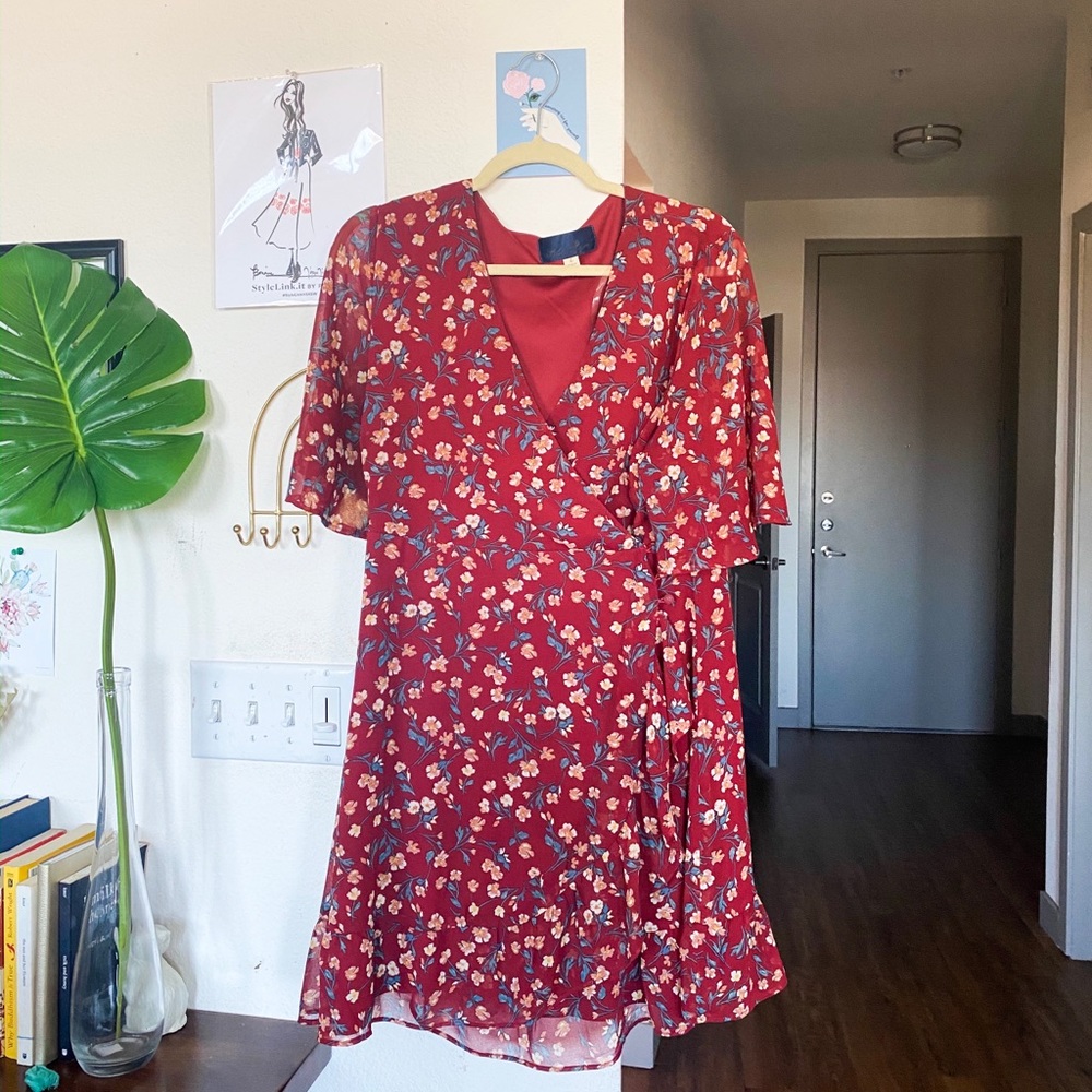 Floral Wrap Mini Dress